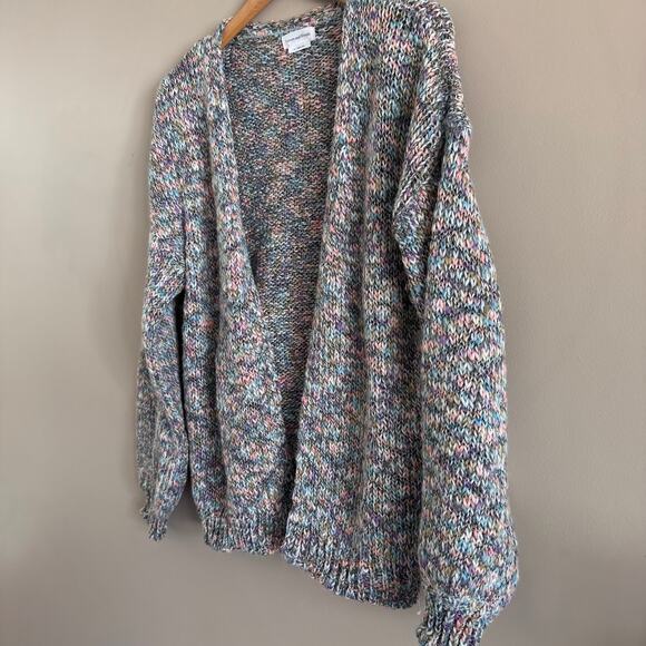Lovers and Friends Rainbow Pastel Chunky Knit Multi Colored Cardigan Size Medium - Picture 3 of 8